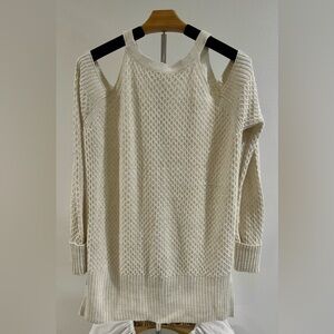 Maurice’s Cold Shoulder Ivory Shimmer Sweater